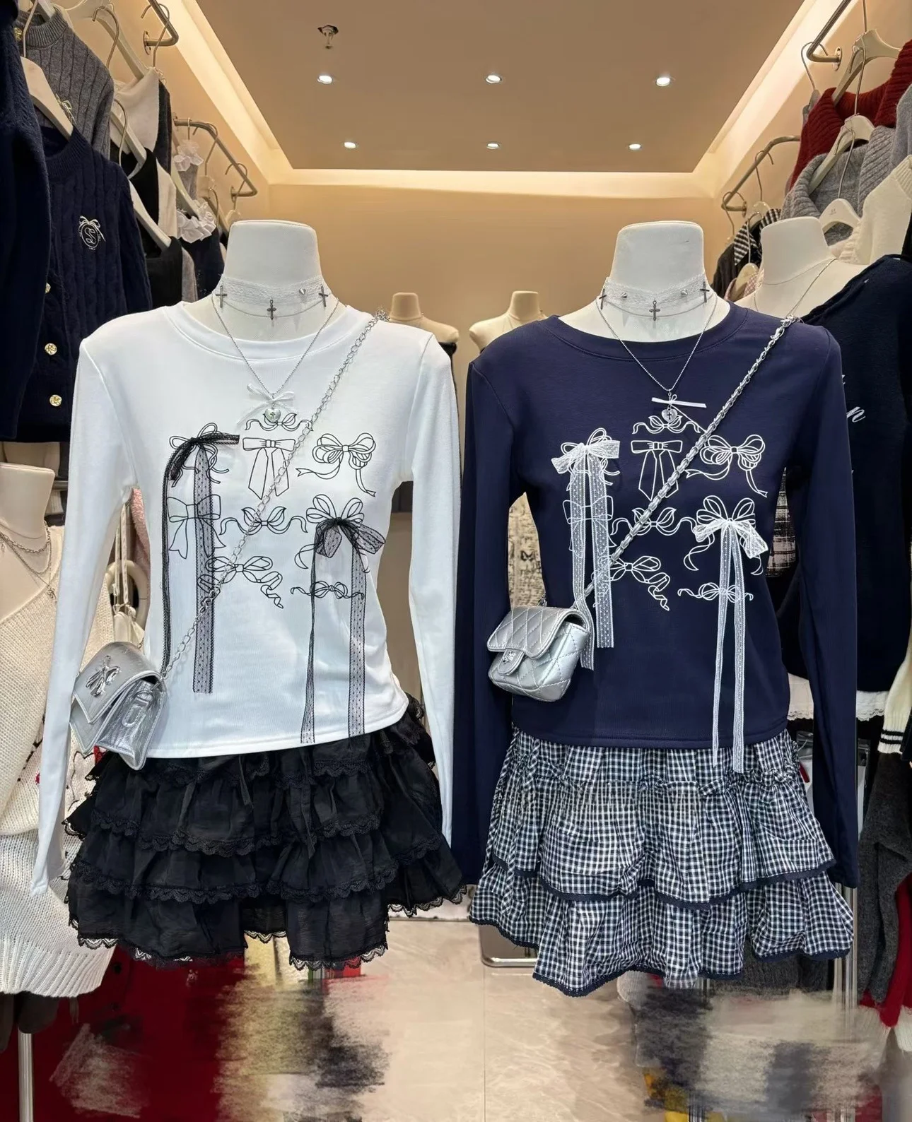 

Korean Sle Long Sve Fce Women's T-irt Knot Slim Fit Base Layer Top Soft Comfortable Cotton Thiened