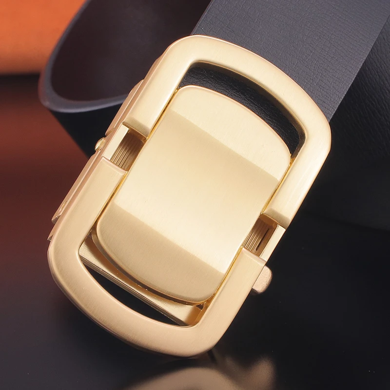 High quality Glossy Automatic buckle gentleman Formal wear man belts designer luxury brand genuine leather casual ceinture