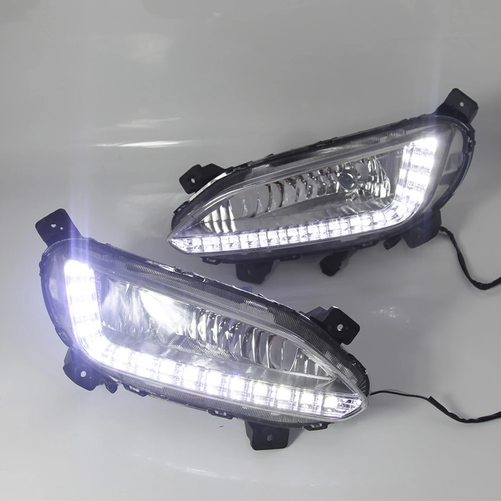 For Hyundai Santa Fe IX45 2013 2014 2015 Fe Maxcruz Car DRL LED Front Bumper Grille Fog Lights Assembly Daytime Running Lamp