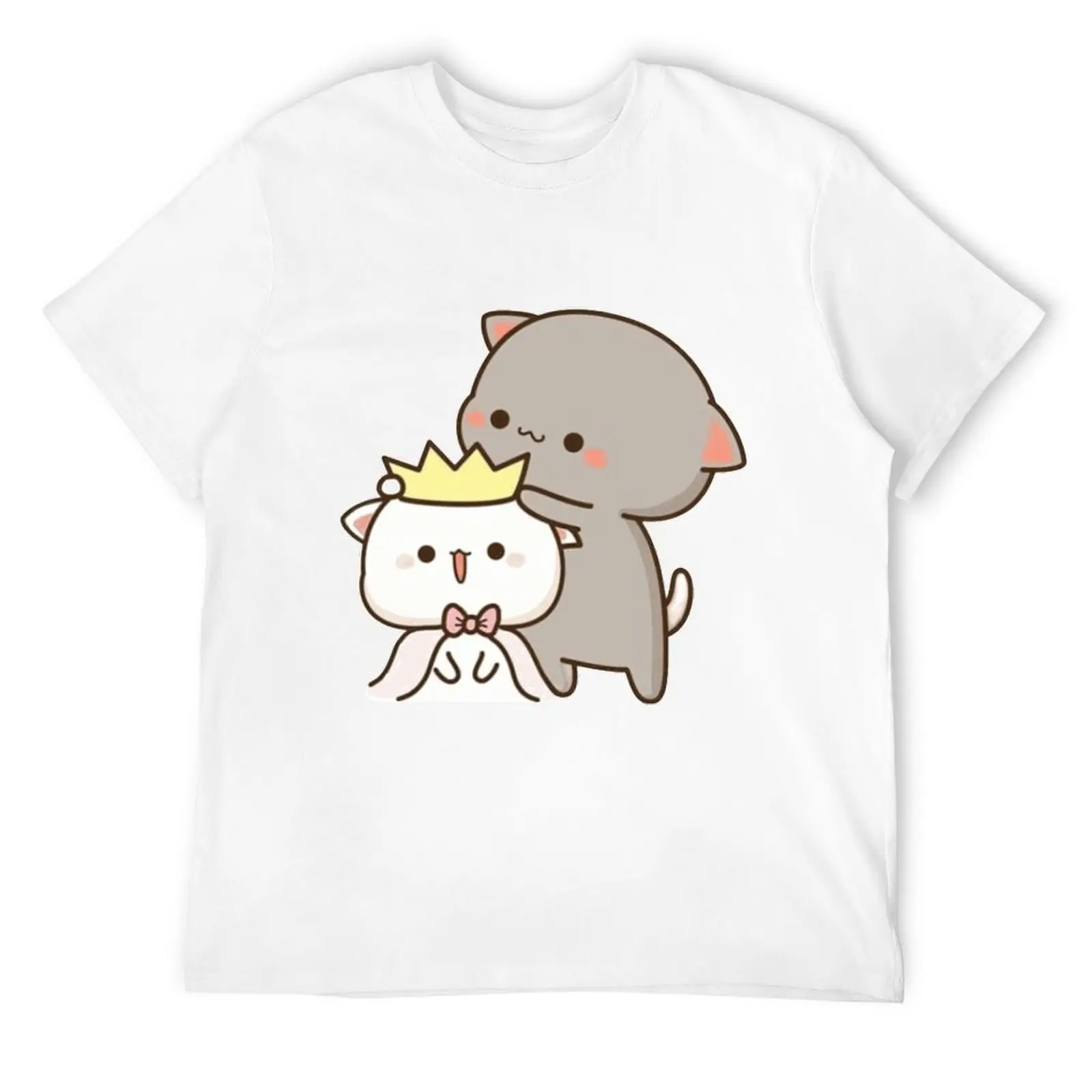 Peach and Goma Mochi Cat Mochi Milk Couple T Shirts for Men Women Novelty T-Shirt O Neck Tee Shirt Short Sleeve Tops