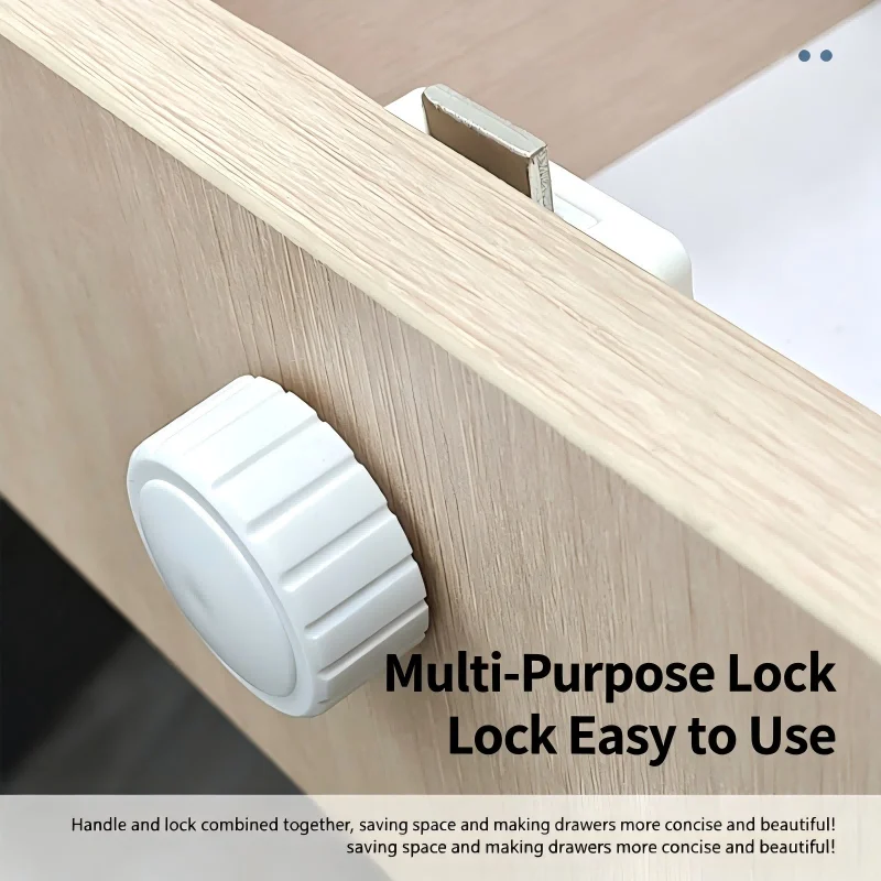 2/4/6Pcs Keyless Rotating Drawer Lock Concealed Kids Anti-Pinch Anti-Theft Safety for Desk Cabinet Nightstand, Black/White