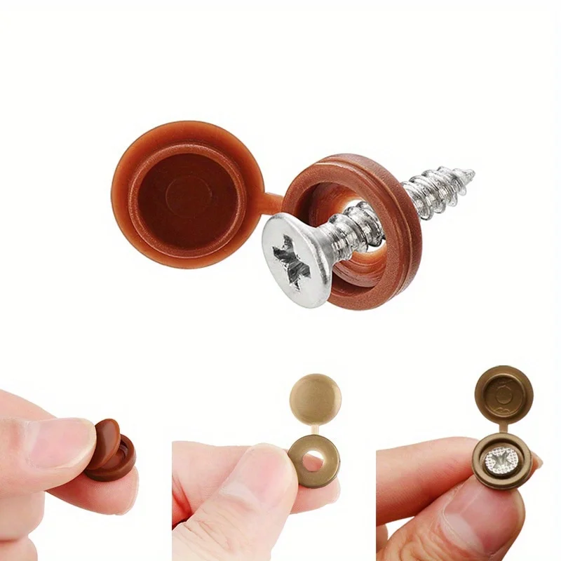100pcs Durable Plastic Hinged Screw Cap Covers In Assorted Colors - Fold Snap Design For Enhanced Furniture Protection and Décor