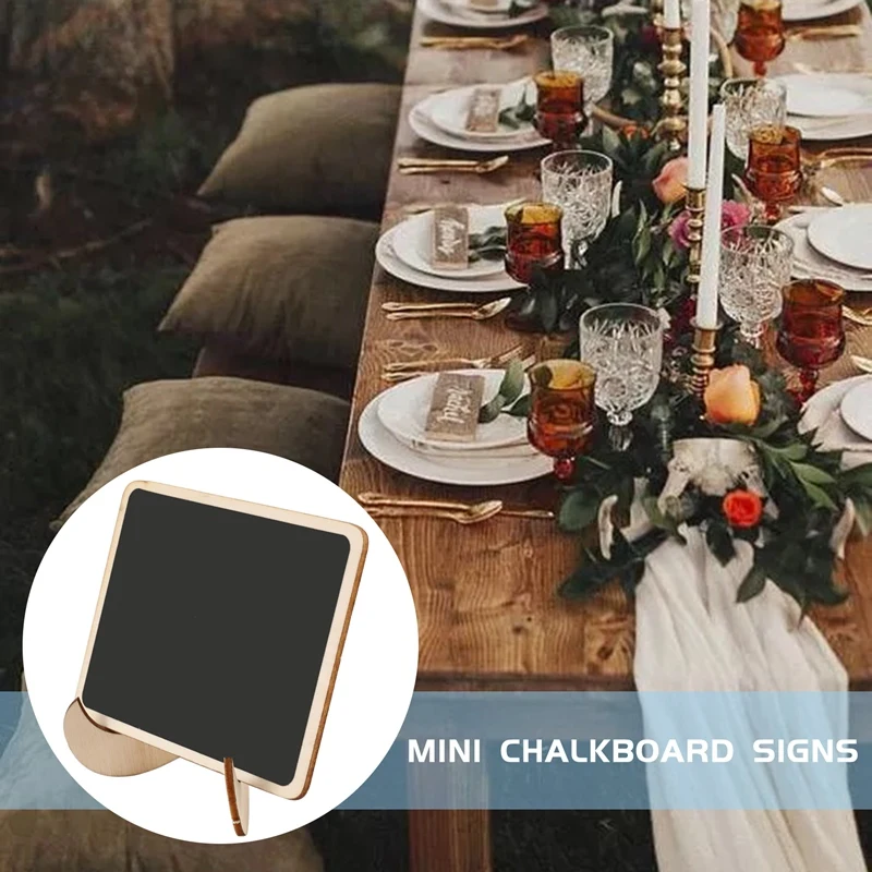 Mini Chalkboard Signs, 20 Pack Framed Small Chalkboard Labels With Easel Stand, Wooden Blackboard For Table Numbers, Food Signs,