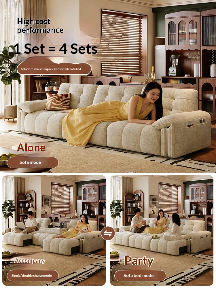 #Modern Lawrence Chenille Fabric Power Recliner Sofa Zero-Wall Electric 3-Seater Functional Sofa Bed Adjustable Backrest
