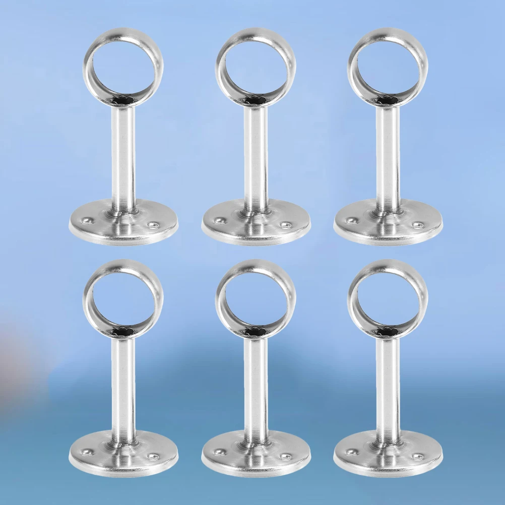 

6 Pcs Wardrobe Rail Support Brackets Stainless Steel Heavy Duty Closet Rod Holder Wall Mount Shelf Hanging Hardware