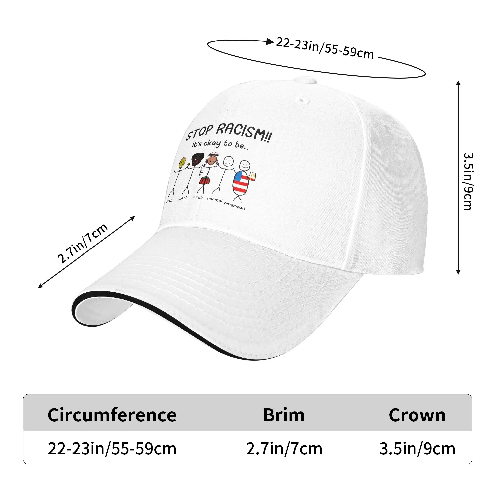 Summer Casual Baseball Cap Stop Racism It's Okay To Be Asian Black Arab Normal American Funny Anti-Racism Stylish Baseball Caps