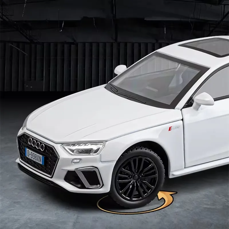 1:32 2024 AUDI A4 Alloy Car Model Diecast Metal Toy Vehicles Car Model Simulation Sound and Light Collection Childrens Toys Gift