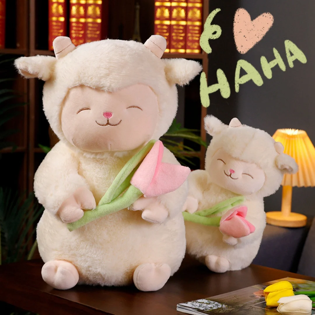 

1pcs25cm cute tulip sheep lamb baa doll plush toy hugging flower sheep doll children soothing rag doll gifts