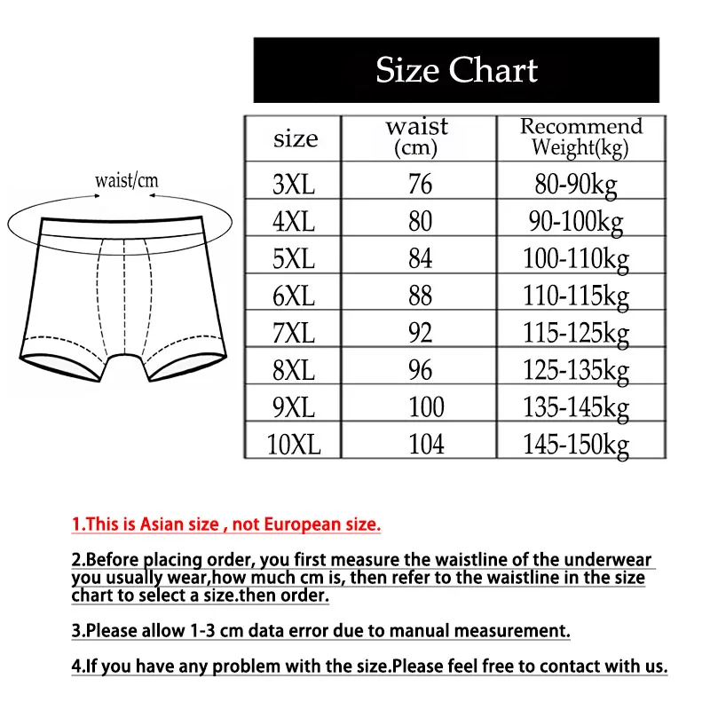 4Pcs/lot 10XL Men Boxer 100% Cotton Mens Boxer Homme Mens Panties Men Underwer Panties Man Underwer Man Boxer Comfort Oversize