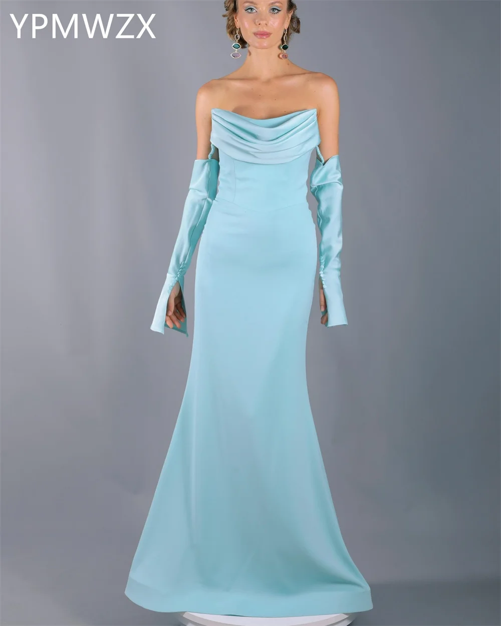 Customized Evening Dress Formal Party Occasion Women YPMWZX Strapless Sheath Floor Length Skirts Vertically Bespoke  Dre