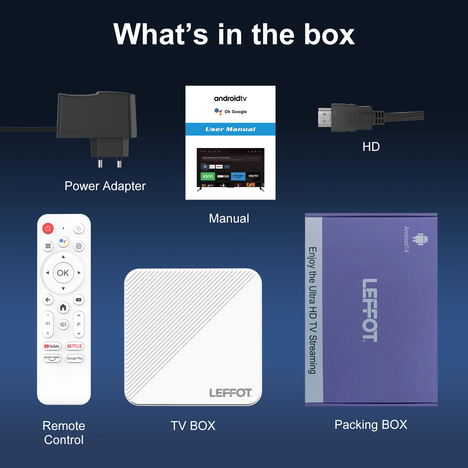LEFFOT H313 TV Box 4K@60fps 100M/LAN Wifi6 BT5.0 Asistente de voz de Google Reproductor multimedia Android 14 Smart Set Top Box
