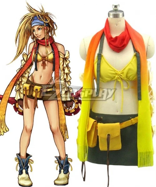 Final Fantasy X FF10 Rikku Skirt Suit Party Girls Summer Daily Halloween Christmas Women Bikini Dress Outfit Cosplay Costume E00