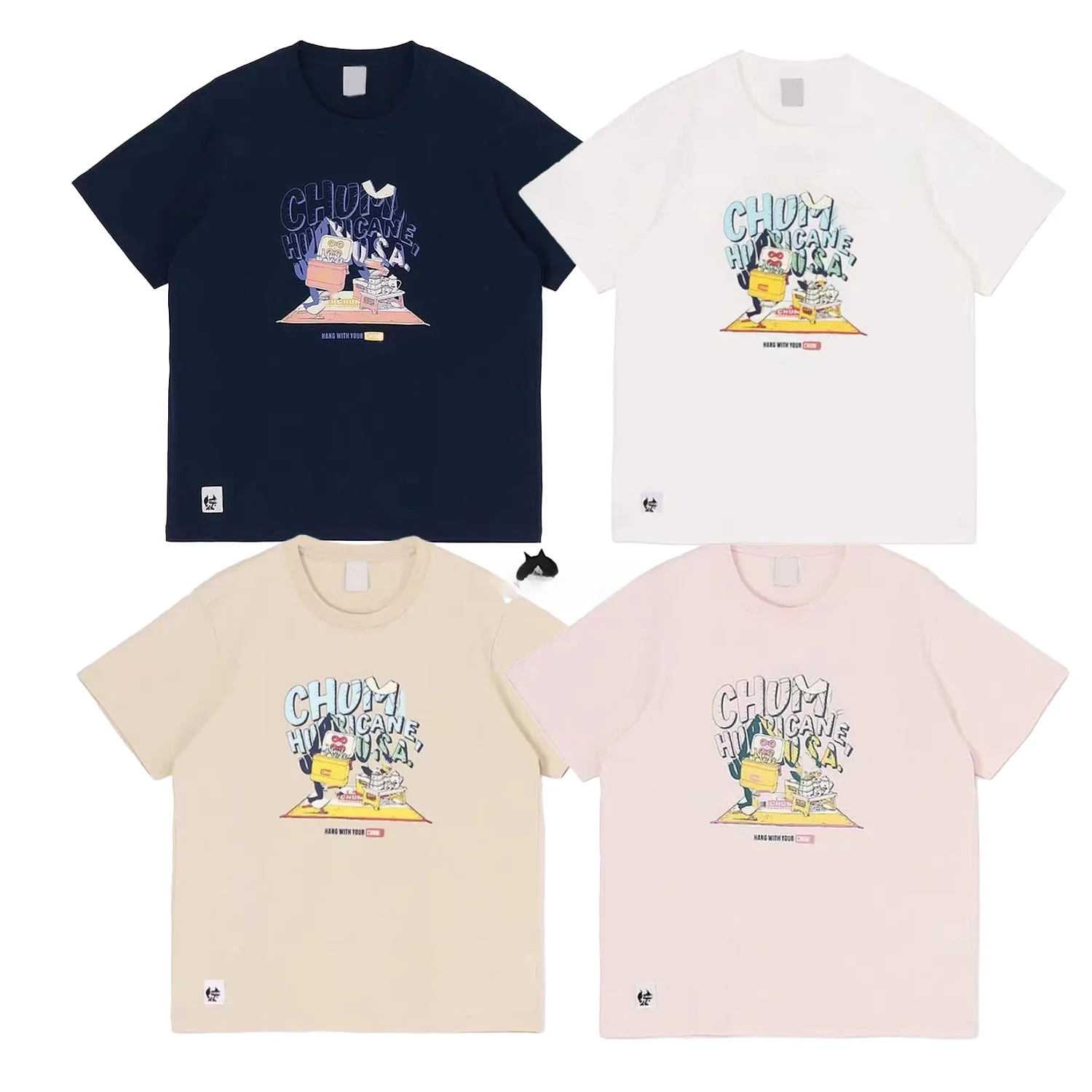 

Loose Casual Cotton T-irt ex ort Sve Street Sle Printed Picnic Bird Design Summer Comfortable Versatile Basic Fit