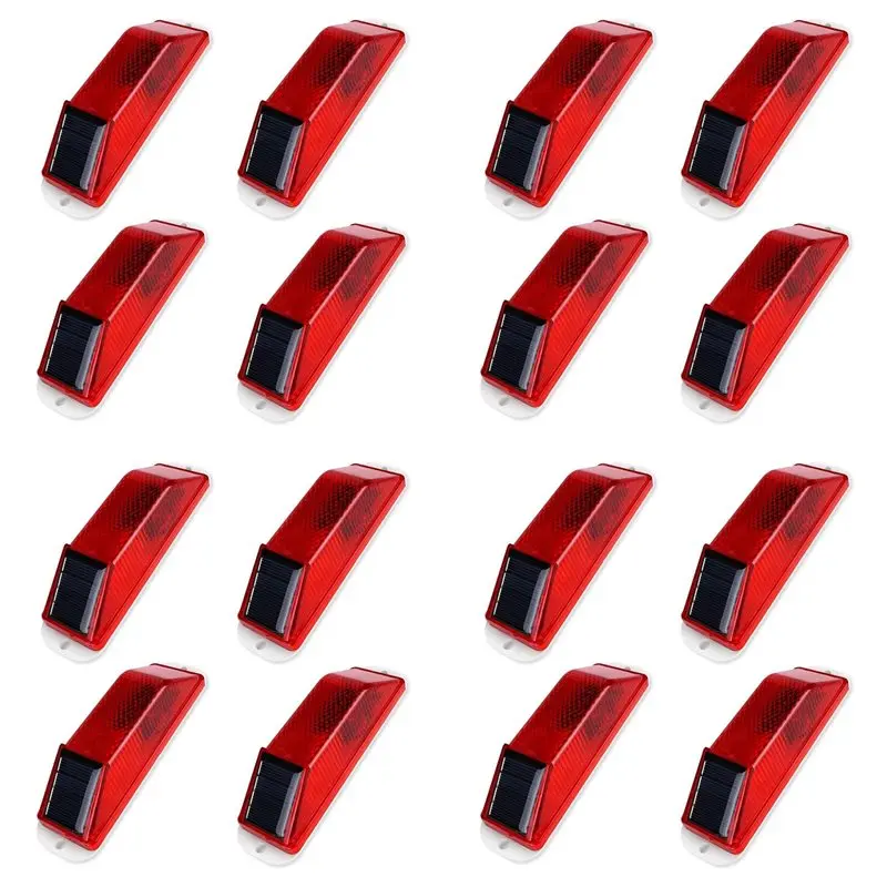 AA81-Solar Warning Lights, Bright Solar Strobe Lamp Magnetic Base, Waterproof LED Beacon Safety Light Outdoor 16 Pack Red