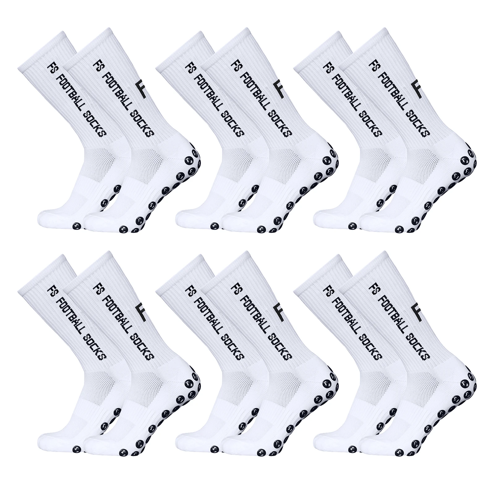 6 Pairs Outdoor Sports Running Socks Stretch Socks Athletic Football Soccer Socks Anti Slip Socks with Grips