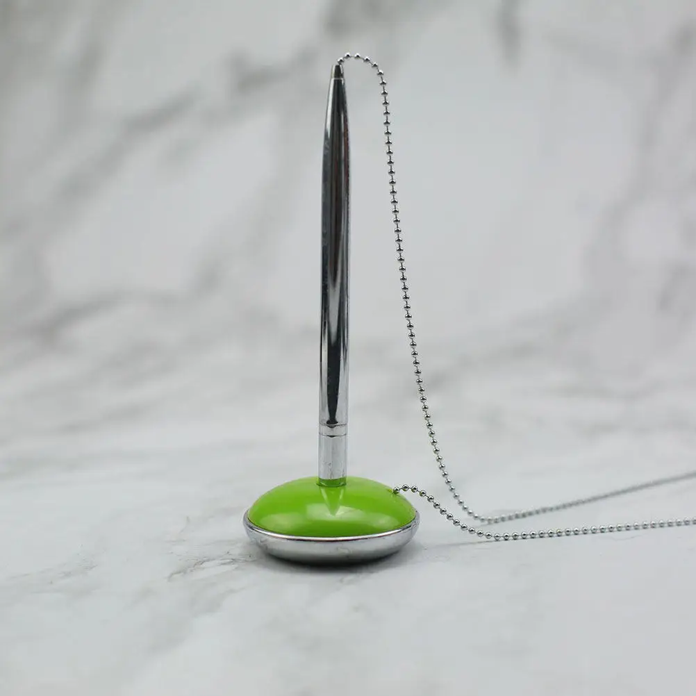 

Signature Pen with Chain and Base Ergonomic Desk Pen for Bank Counter Office Hotel Front Desk Smooth Writing Vibrant Fade