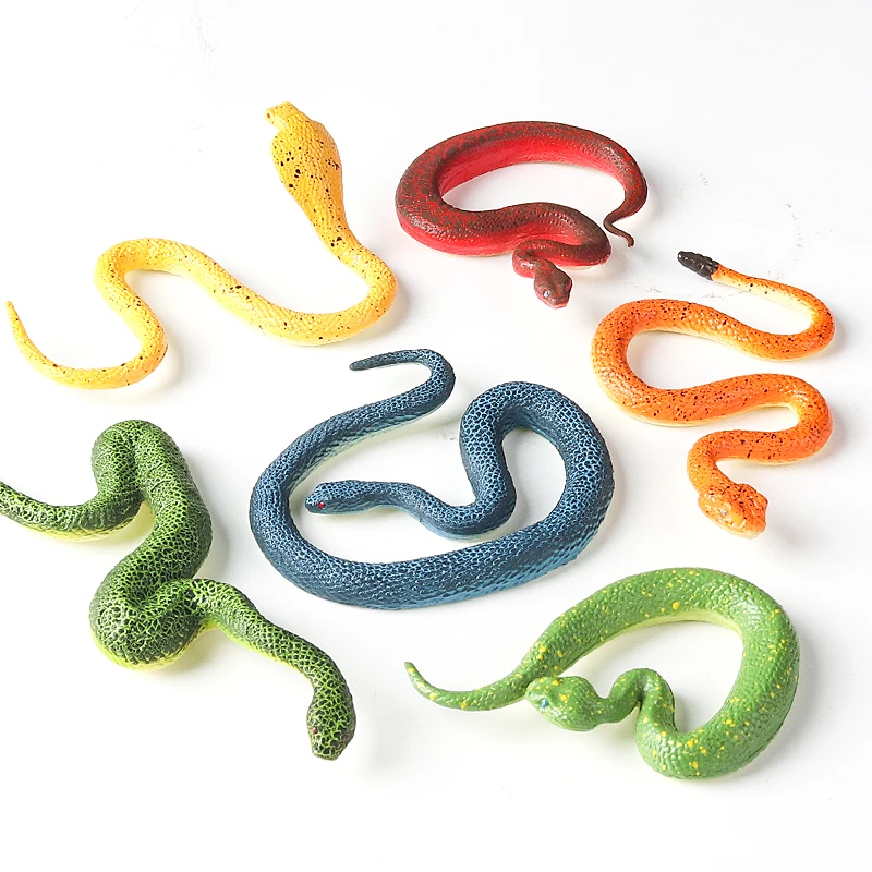 Oenux 숲 뱀 동물 딸랑이 뱀 파이썬 코브라 액션 피규어 파충류 모델 솔리드 PVC 홈 데코 교육 어린이 장난감 선물