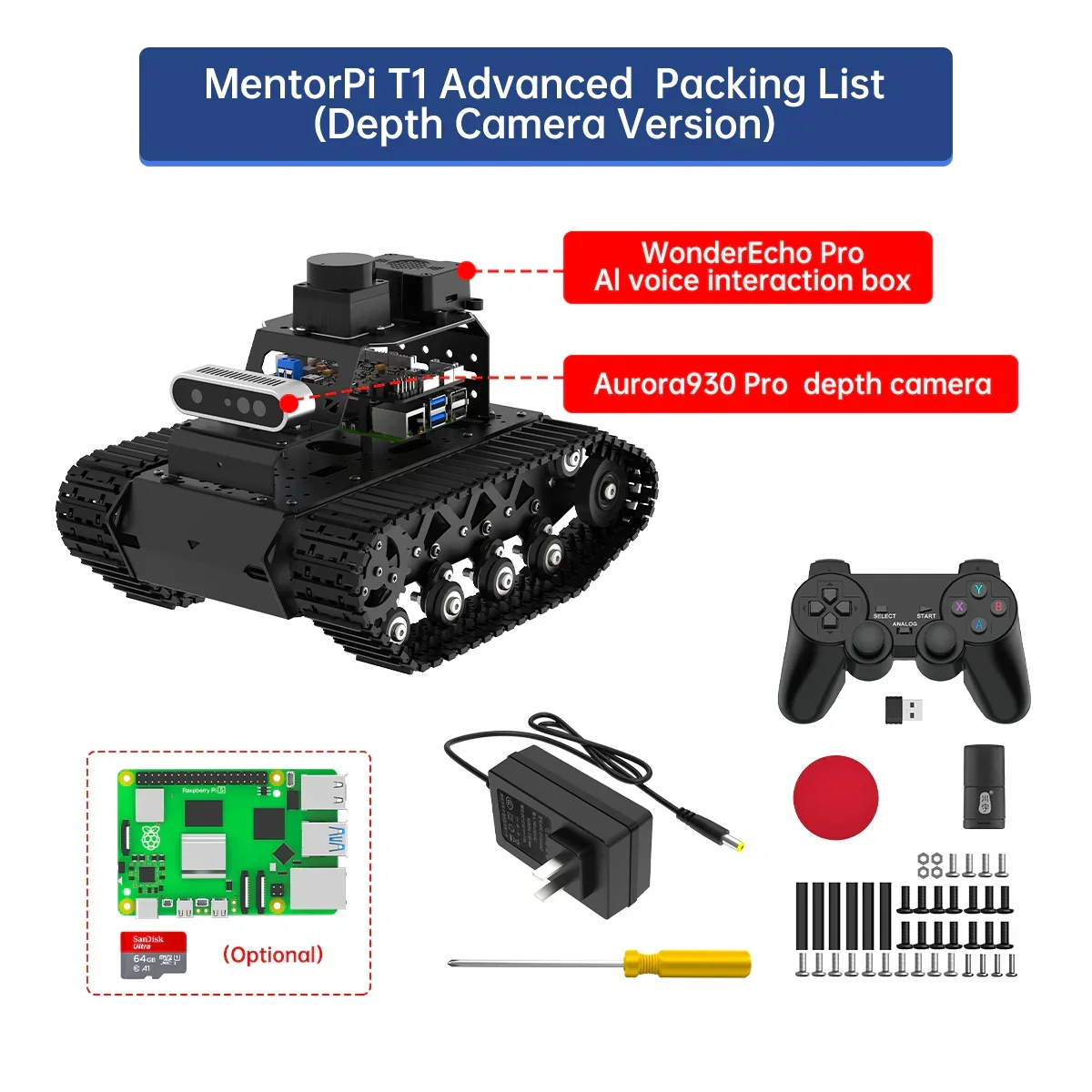متوفر في المخزون Hiwonder MentorPi Tank Chassis Raspberry Pi Robot Car، ROS AI Coding Robot مع LLMs ChatGPT، SLAM ومحرك مستقل #6
