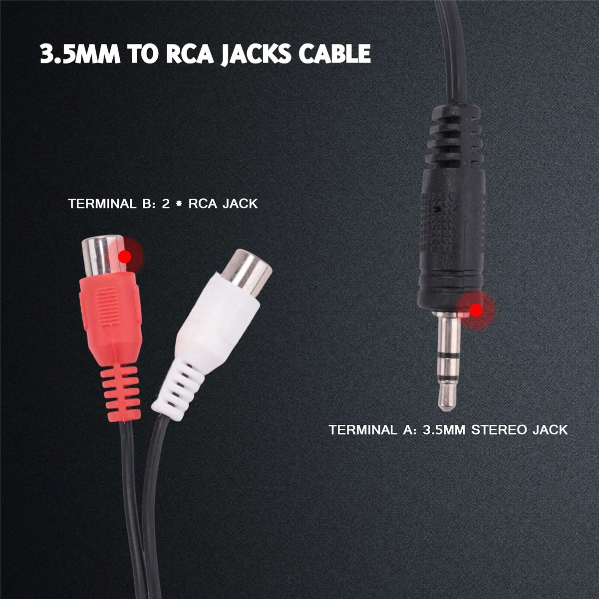 3.5mm stereo adapter headphone jack to 2 RCA jack adapter audio cable, 3.5mm Male to 2x RCA Female