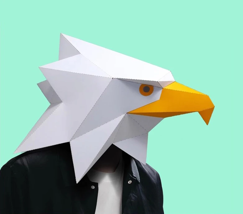 Pre Cut Paper Mask 3D Bald Eagle Costume Cosplay DIY Paper Craft Model Mask