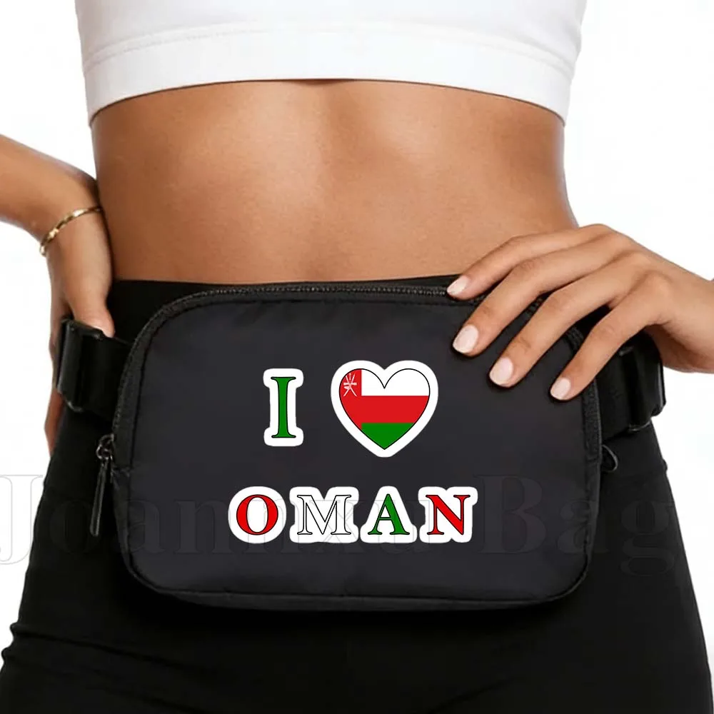Bolsa de Cintura Esportiva Impermeável com Bandeira do País de Omã, Bolsa Transversal Elástica para Celular e Carteira