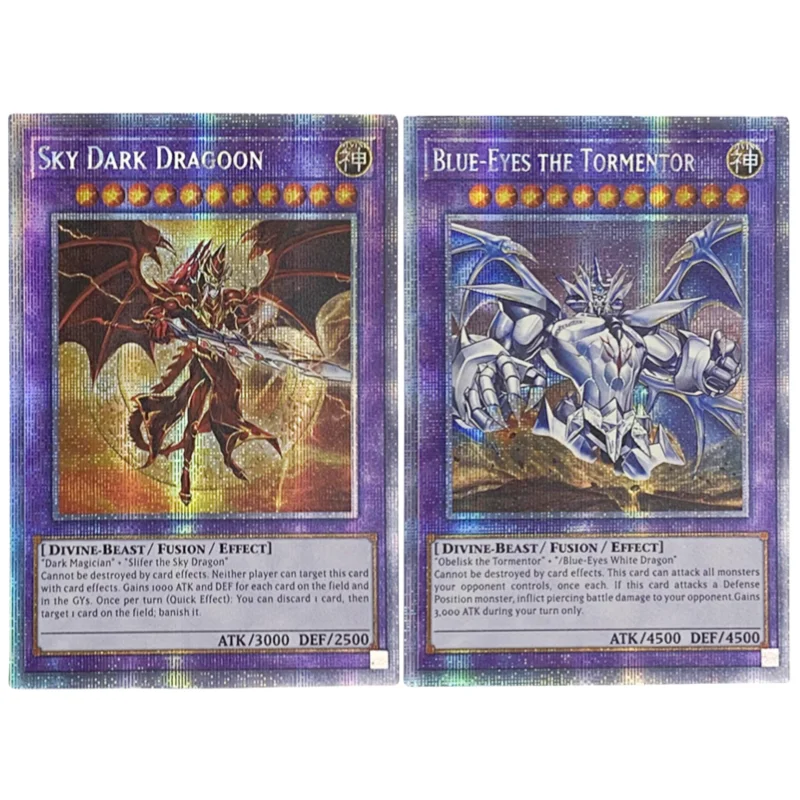 Yu Gi Oh Cards Sky Dark Dragoon Blue-Eyes The Tormentor Anime Game Characters Collection DIY Toy Print Flash Cards EN JP Version