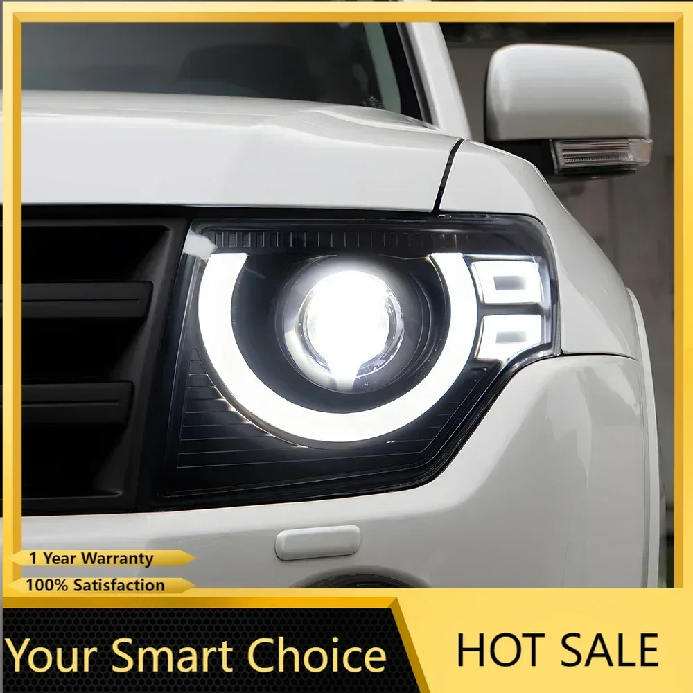 

Модернизированные для Mitsubishi Pajero V97 2005-2012, светодиодные автомобильные фары в сборе, защитник, Стайлинг, динамические линзы проектора, автомобильные аксессуары
