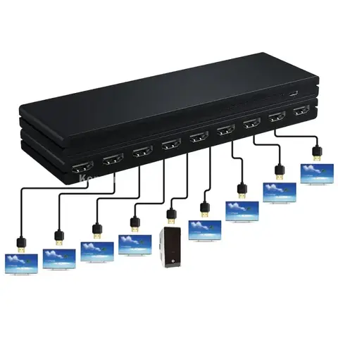 4K 1x8 HDMI Splitter 1 in 8 Out Video Distributor Converter Multi Display Adapter for PS4 Xbox DVD Camera Laptop To TV Projector