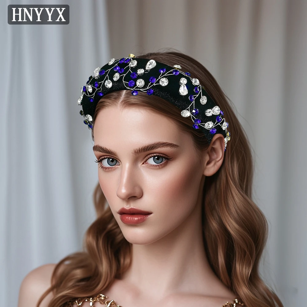 

HNYYX Gorgeous Blue Crystal Headband Fashion Rhinestone Women's Baroque Style Hairband for Wedding Party Hair Accessories A267