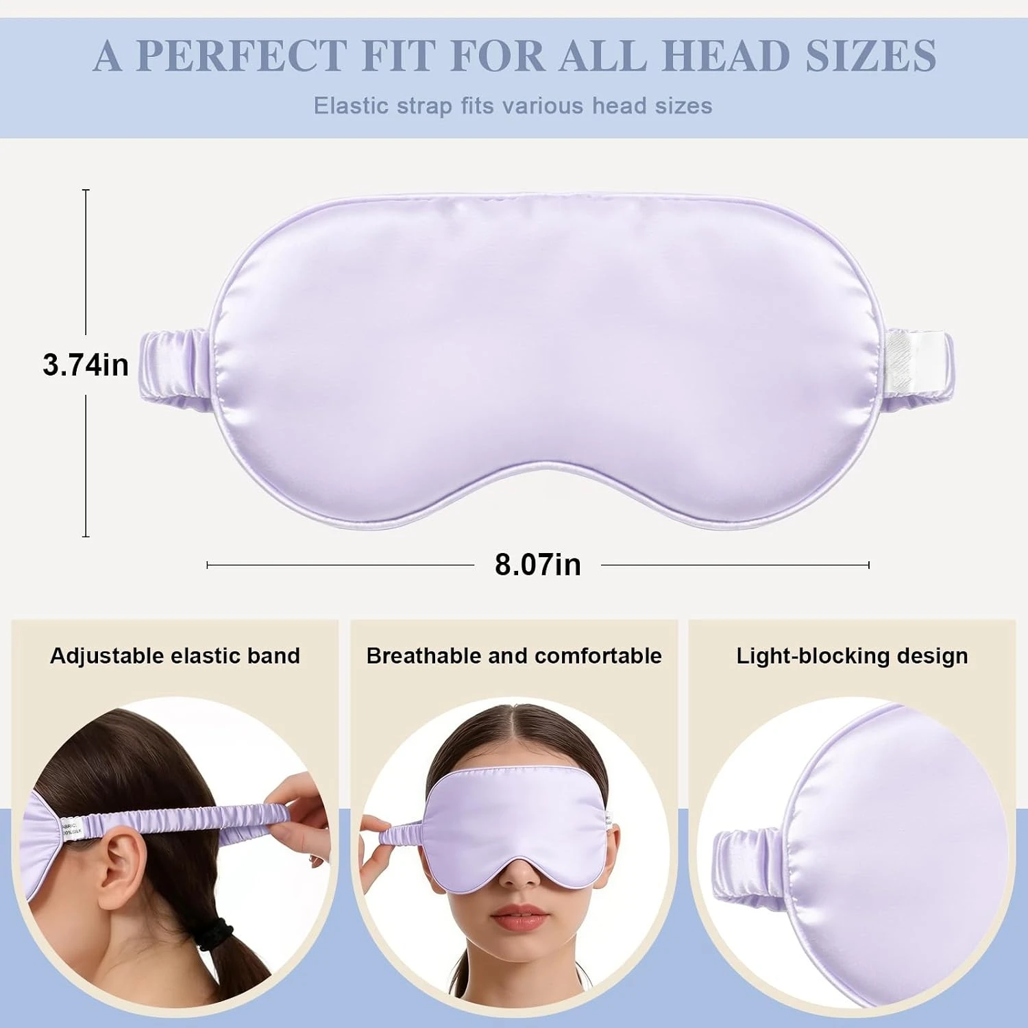 Sleep Goggles Imitation Silk Sleep Eye Mask Men Women Elastic Blackout Breathable for Full Night's Sleep Travel and Nap Travel