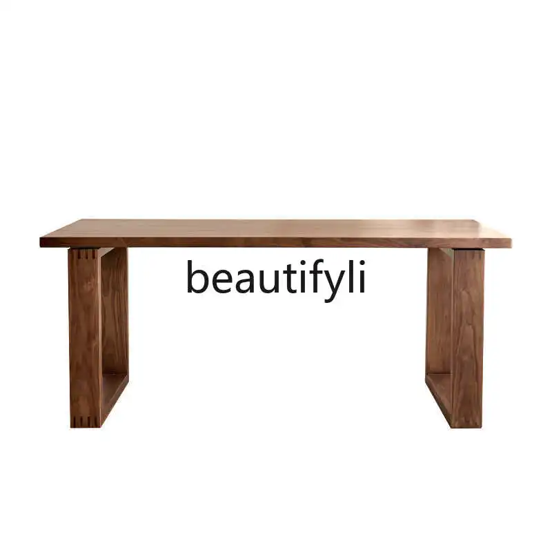 

North American black walnut solid wood rectangular home, Nordic retro log style dining table