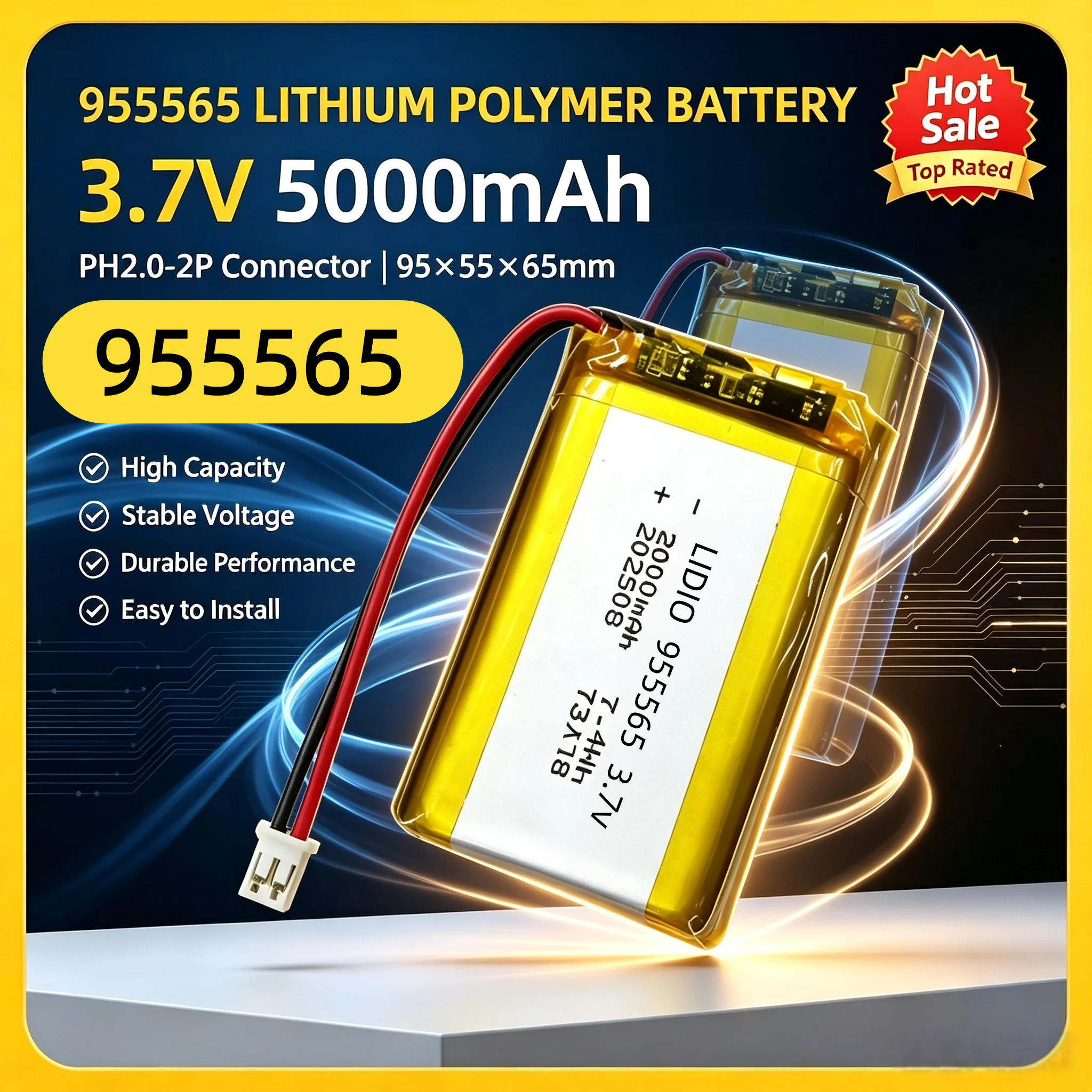 955565 3.7V 5000mAh Polymer Lithium Battery Lithium Ion Battery For Power Bank GPS 100% Real Capacity Portable Speaker GPS