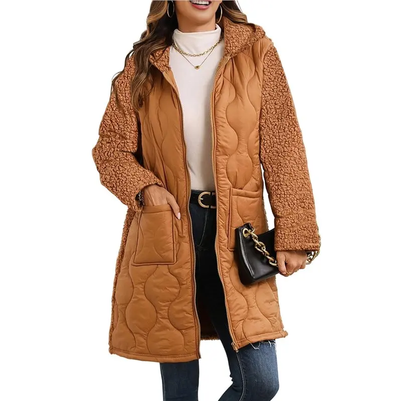 【RECOMMEND】Women Long Sleeve Button Down Puffer Jacket Warm Winter Coat Outerwear With Pockets
