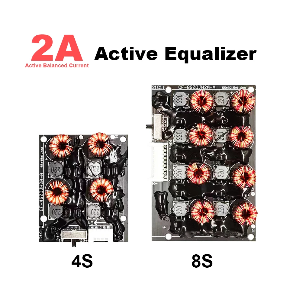 8S 4S Active Equalizer Balancer 2A Li-ion LiFePo4 Lithium Battery Pack Storage Energy Transfer Board Balance Module Transformer