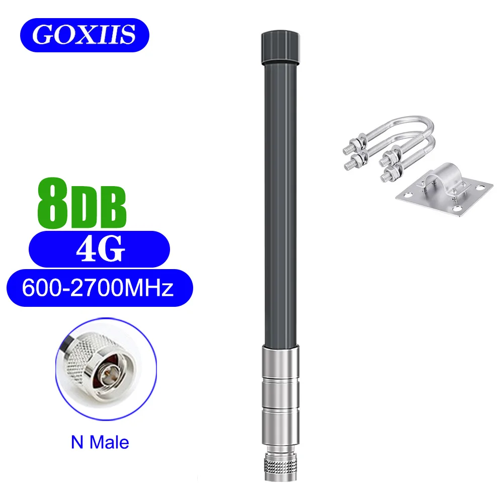 8dBi 4G 3G LTE Outdoor Lora Antenna 600-2700MHz Long Range Antennas Omni Waterproof N Male for Base Station Gateway Aeria