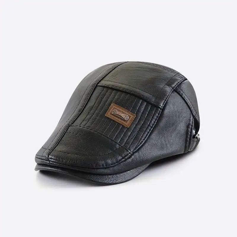 

Yang Guan Men's Casual Spring Autumn Winter PU Hat Large Brim Cone Top Cap Faionable Accory for Men