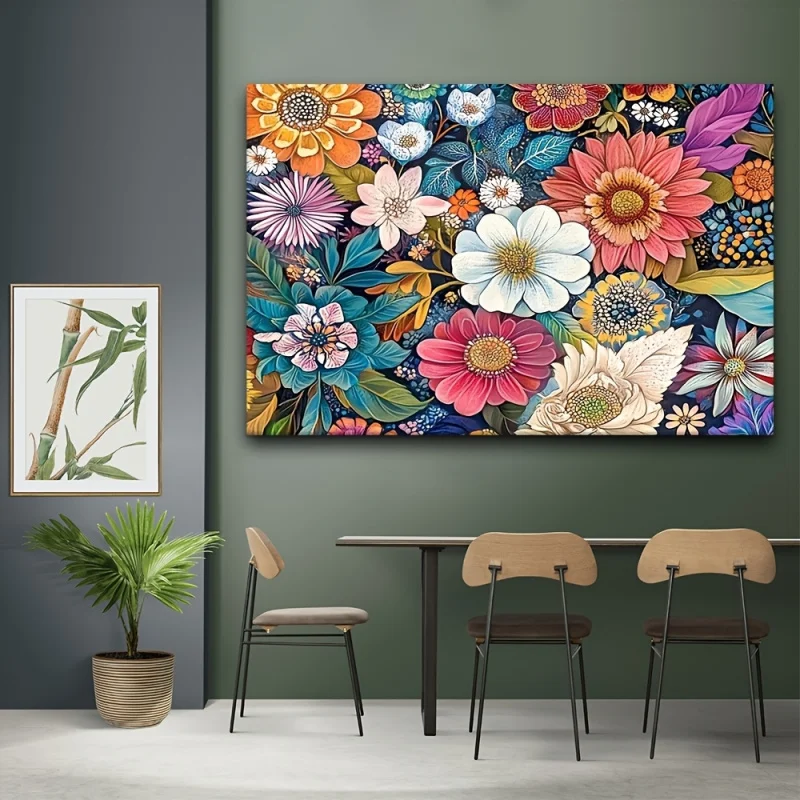 VIKAMA Floral Oil Painting Tapestry, Vibrant Flower Wall Art for Living Room, Bedroom, Home & Aesthetic Decor