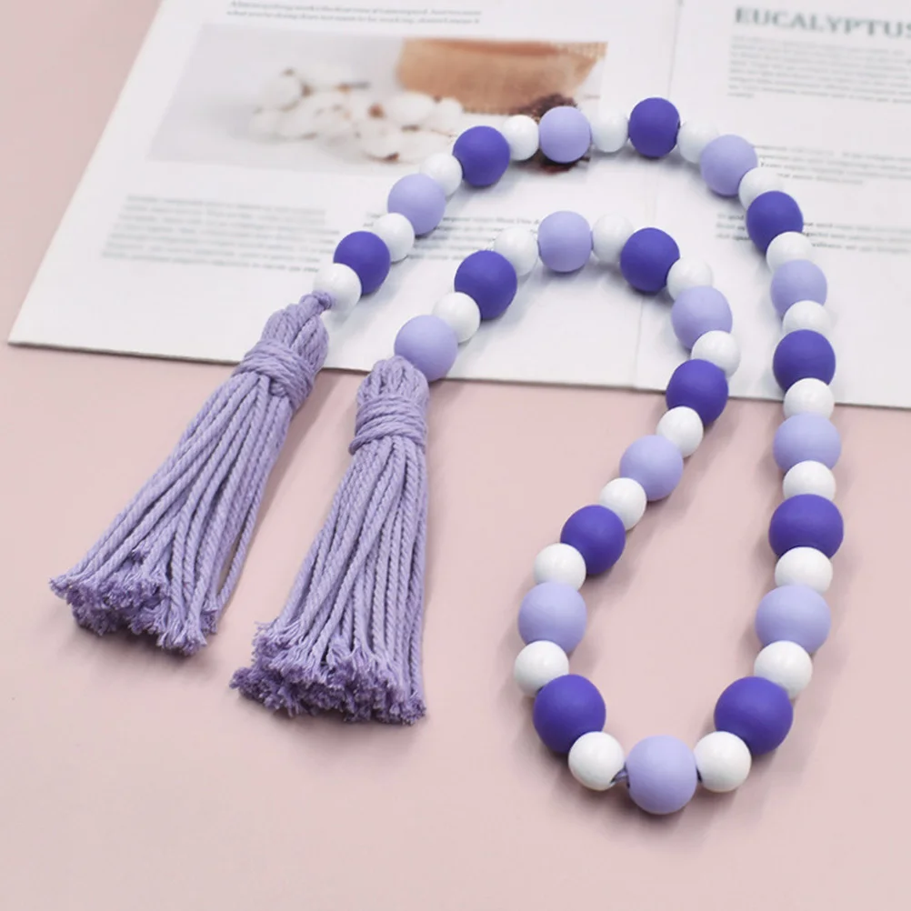 

Wood Bead Garland Tassel Decorative Pendant Creative Hanging Wall Decor Home Party Rustic Wood Beads String Tassel Beads Pendant
