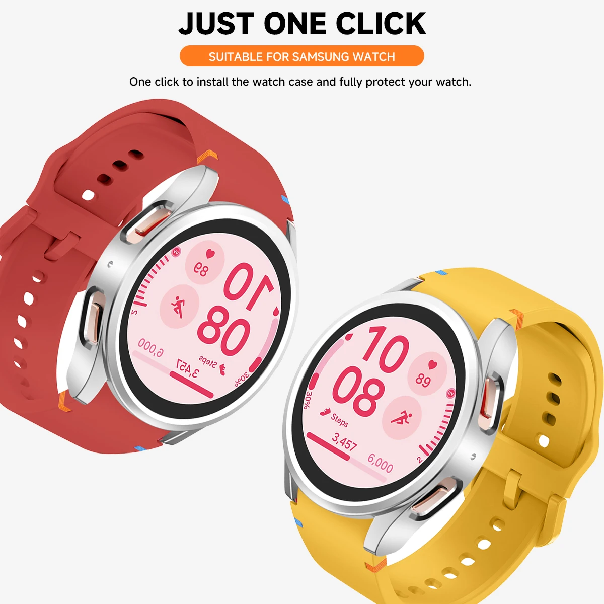 Чехол + ремешок для Samsung Galaxy Watch 7 6 5 4 40 мм 44 мм, силиконовый ремешок, защитный чехол для ПК, бампер для Galaxy Watch 6Classic 43 мм
