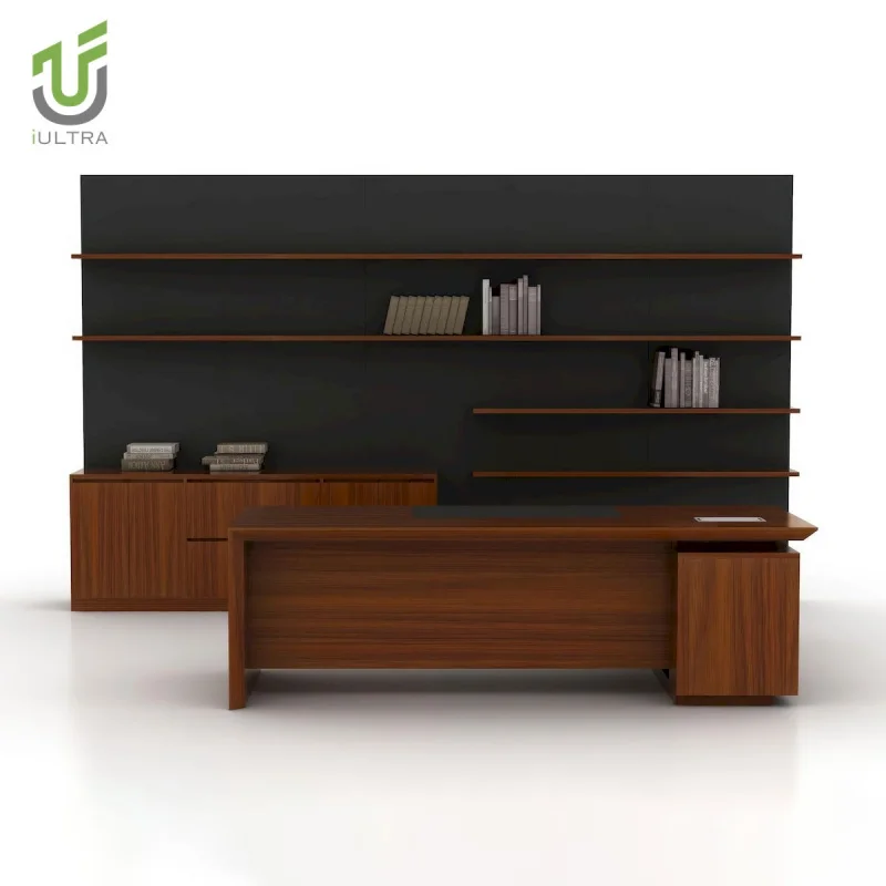 custom.IULTRA Large L-Shape Executive Desk Luxury Modern Office Furniture Set Durable Black CEO
