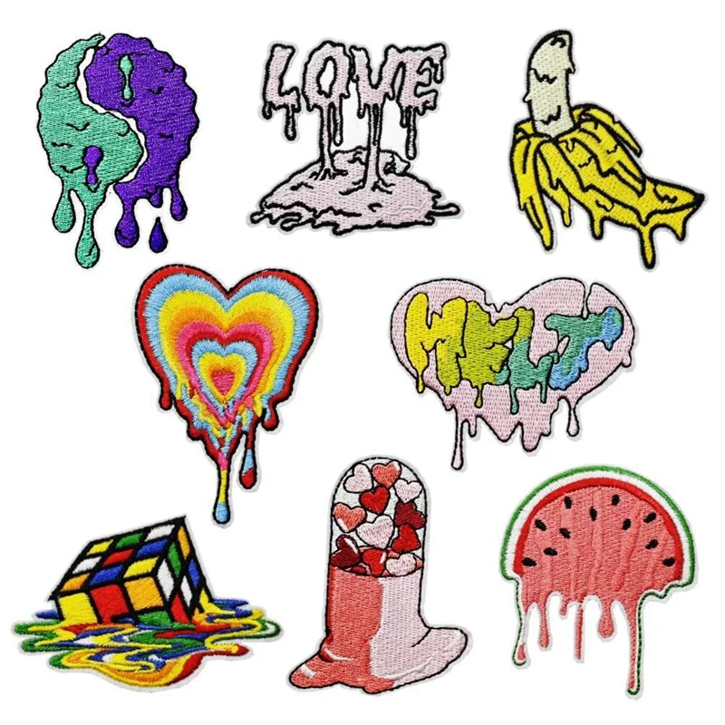 

Cartoon Colorful Badges Iron On Patches Embroidery Patch Stickers Sewing DIY Apparel Supplies Arts Crafts