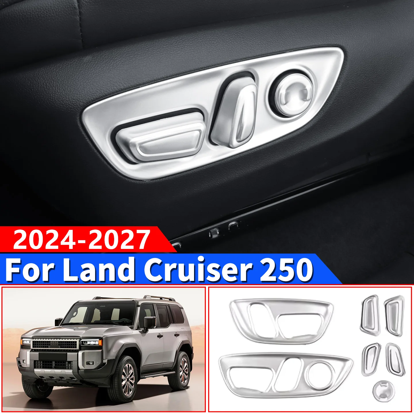 For Toyota Land Cruiser Prado 250 LC250 1958 First Edition 2024-2027 Seat Adjustment Switch Cover Trim Interior Accessories