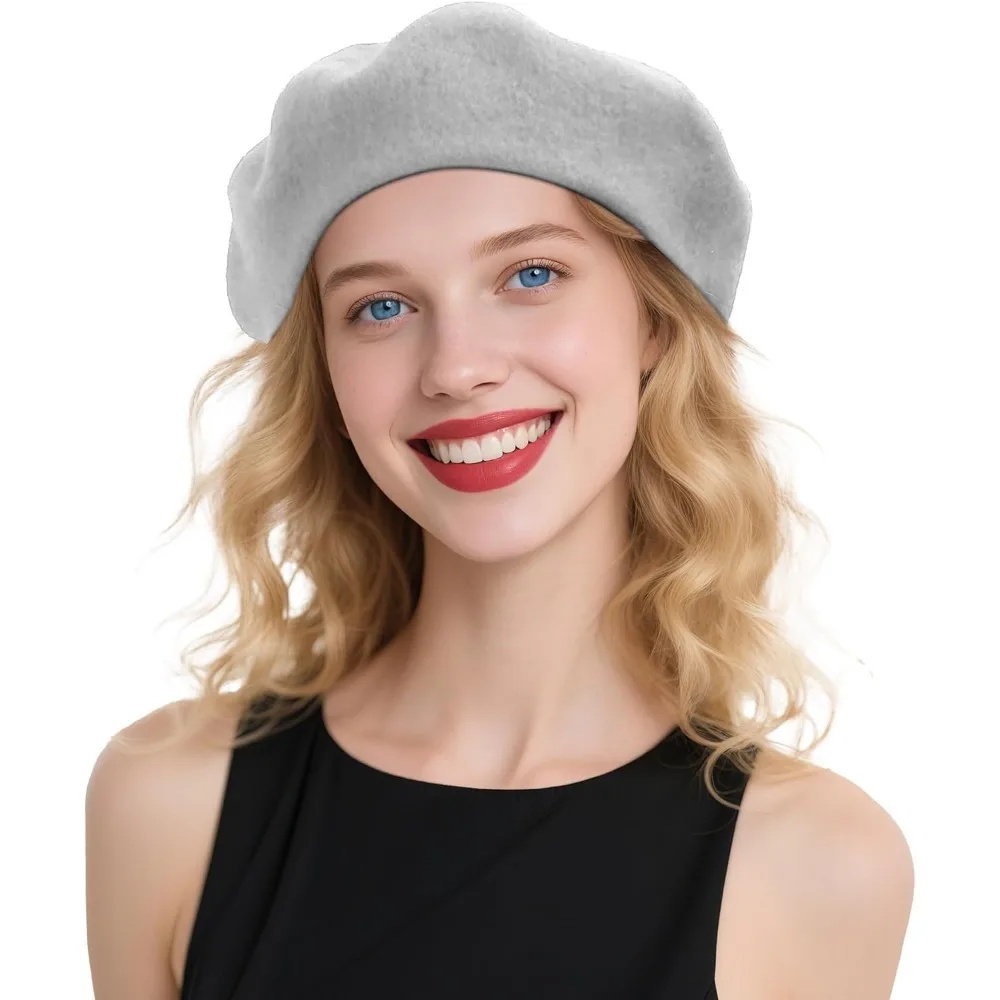 

Берет для женщин Праздничный шерстяной французский стиль - Черная/красная церковная шляпа - Бесклеевой наряд и мужской берет