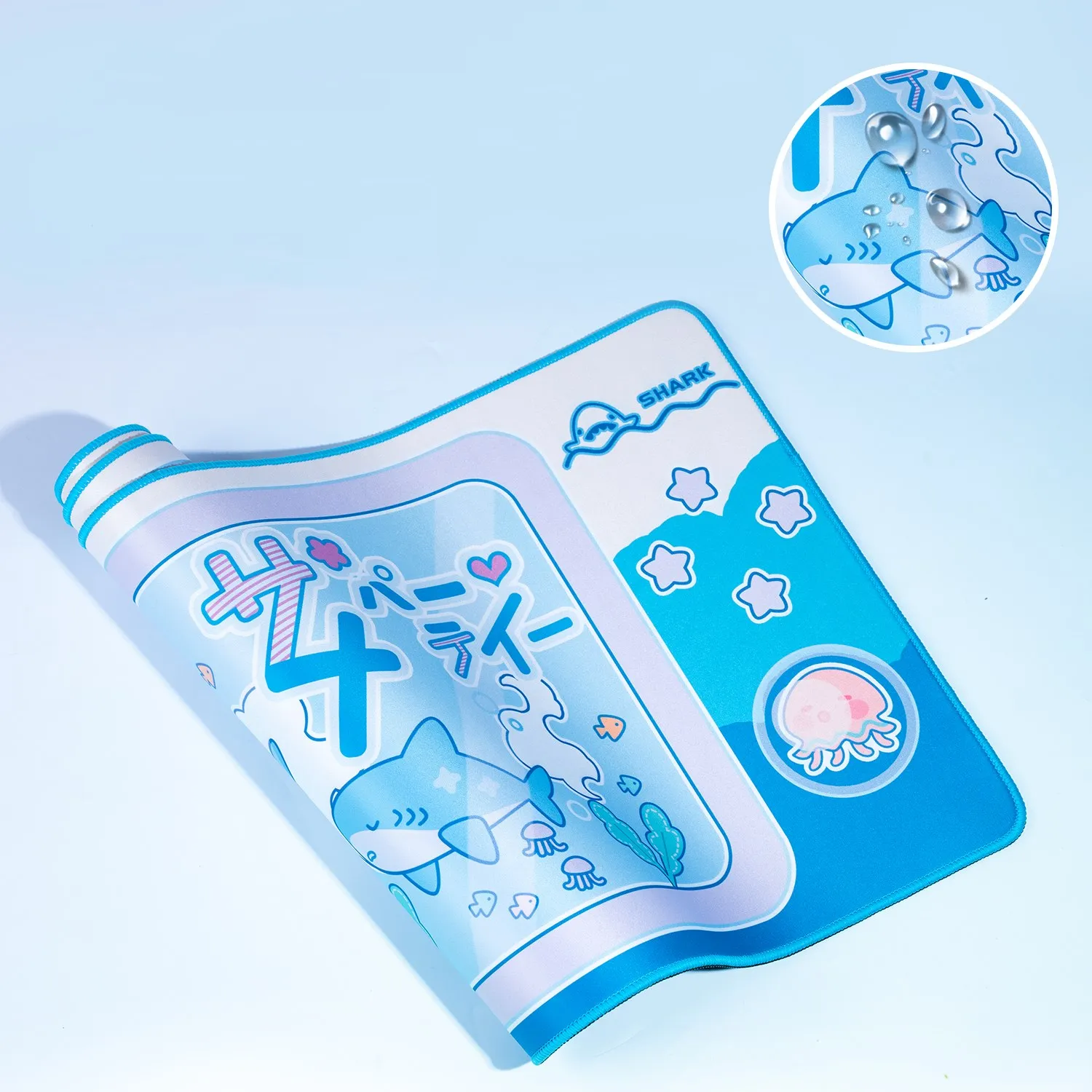 GeekShare-Non-Slip Gaming Mouse Pad, Tamanho Grande, Tubarão, Festa, Azul, Computador Mousepad, Esteira de Mesa Bonito, XXL, Moda, 79cm x 34.5cm