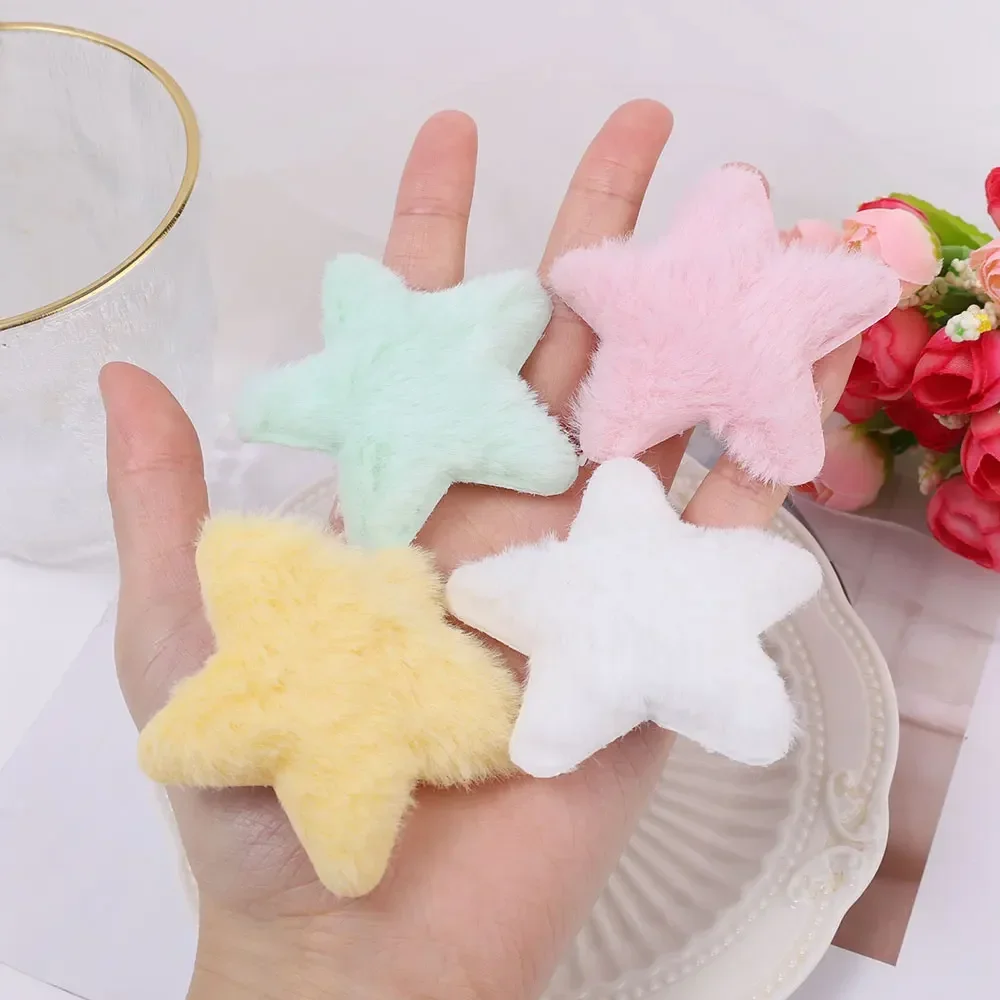 4PCS Cute Fluffy Star Hairpins Star Plush Hair Clip BB Daily Side Bang Clip Faux Fur Fashion Pin Barrettes Headwear Accessories