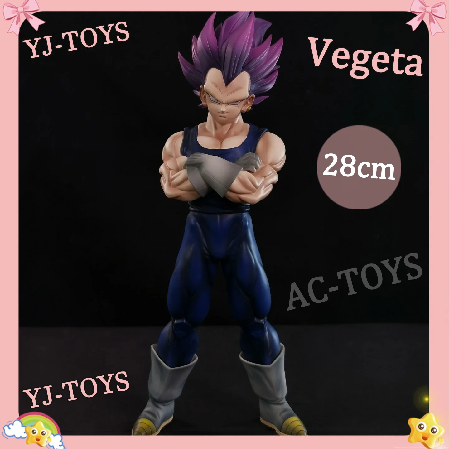

YJ-Studio Dragon Ball Z Vegeta 28cm PVC Statue - Battle-Ready Pose with, Purple Hair Anime Character Can move Fan favorite Toy
