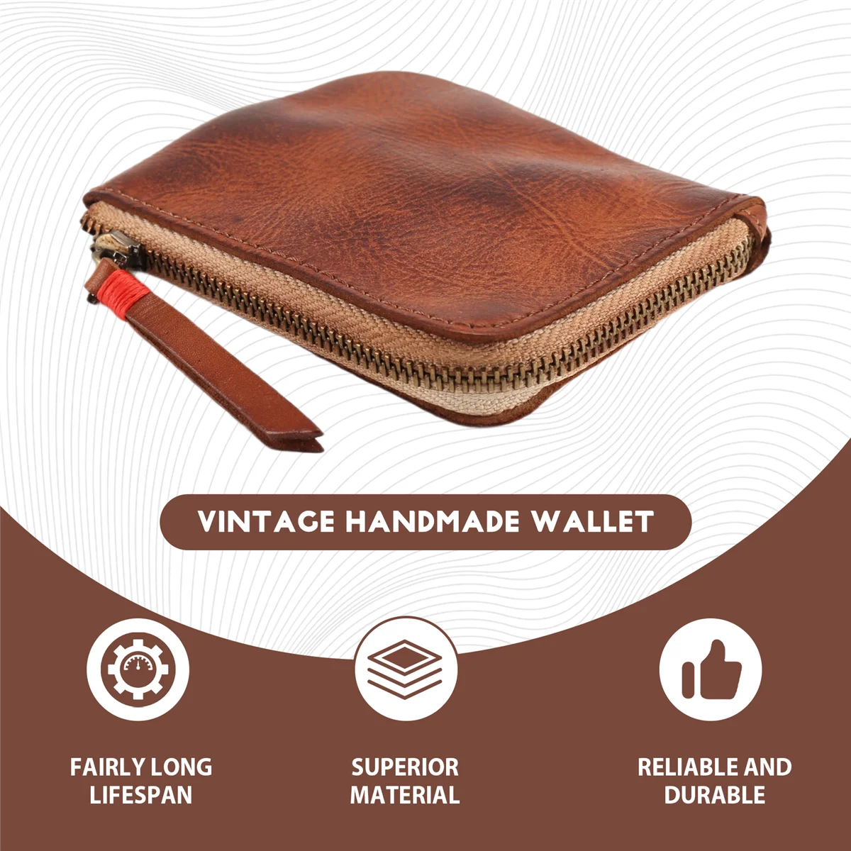 ABQR Leather Coin Purse,for Women&Men Vintage Handmade Wallet,Mini Card Holder Bag,Zipper Purses