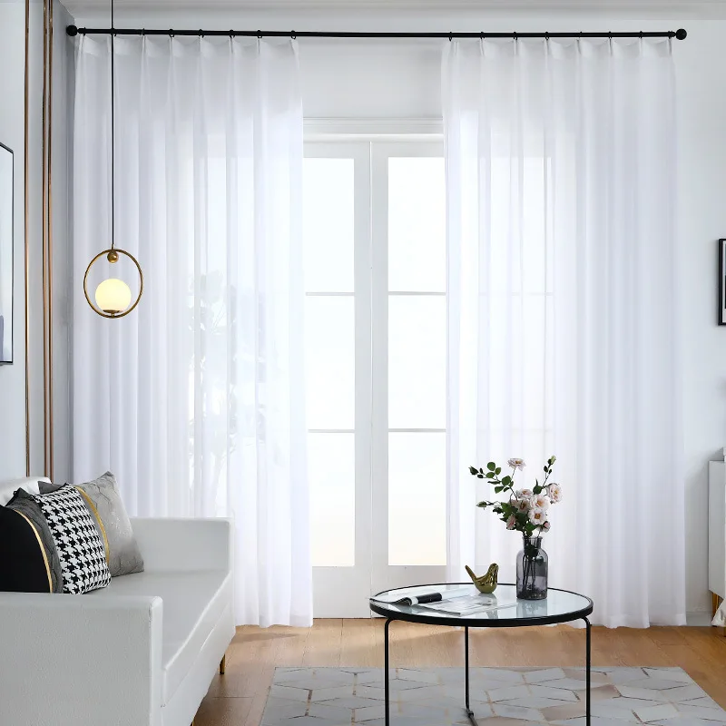 Super Soft Chiffon Pure White Sheer Curtains for Living Room Bedroom Window Hidden Back Tabs Kitchen Slide Door Voiles Tulle