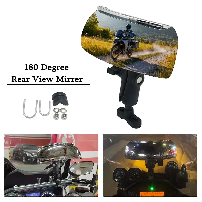 

Universal Motorcycle 22mm-28mm Handlebar Mirror 180+ Degree Blind Spot Mirror Wide Angle Rear view Mirrors Safety Auxiliary