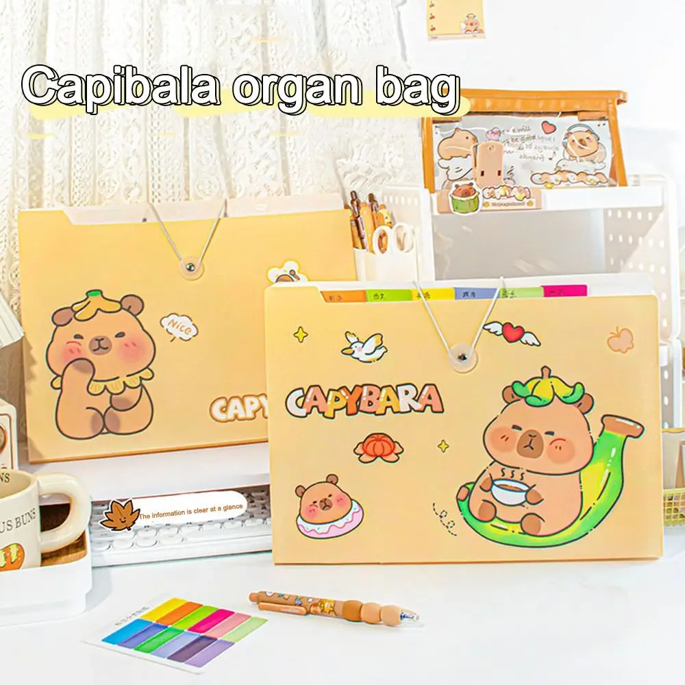 

Capibara A4 Document Bag Large Capacity Waterproof File Folder Organ Bag Envelope Folder Test Paper Storage Bag